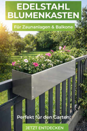Preview: BLUMENKASTEN EDELSTAHL, QUERSCHNITT 16 x 21 cm, LÄNGEN 50 - 100 cm