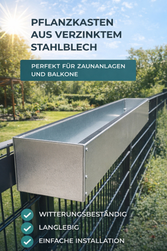 Preview: BLUMENKASTEN VERZINKT, QUERSCHNITT 30 x 20 cm, LÄNGEN 50 - 100 cm