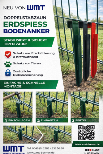 BODENANKER | DOPPELSTABZAUN | ERDSPIESSICHERUNG | SPEZIELL FÜR DOPPELSTABZÄUNE
