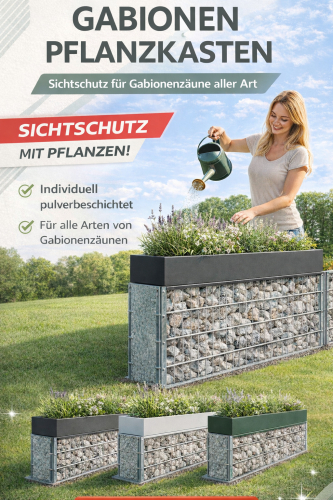 GABIONENKASTEN  IN WUNSCHFARBE PULVERBESCHICHTET | inkl. Gabionentragblech