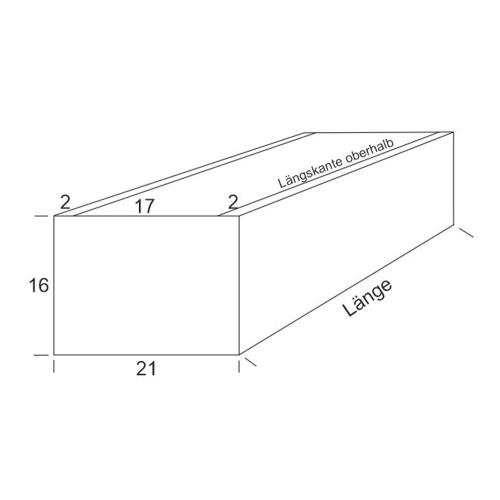 BLUMENKASTEN ALUMINIUM, QUERSCHNITT 16 x 21 cm, LÄNGEN 50 - 100 cm