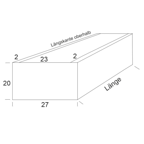 BLUMENKASTEN ALUMINIUM, QUERSCHNITT 20 x 27 cm, LÄNGEN 50 - 100 cm