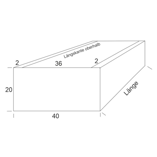 BLUMENKASTEN ALUMINIUM, QUERSCHNITT 20 x 40 cm, LÄNGEN 50 - 100 cm