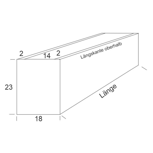 BLUMENKASTEN ALUMINIUM, QUERSCHNITT 23 x 18 cm, LÄNGEN 50 - 100 cm