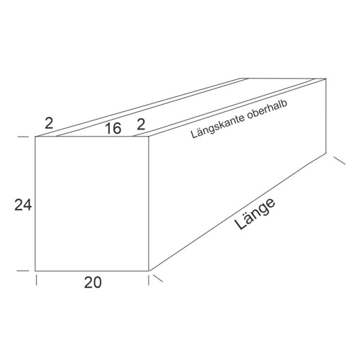Preview: BLUMENKASTEN ALUMINIUM, QUERSCHNITT 24 x 20 cm, LÄNGEN 50 - 100 cm