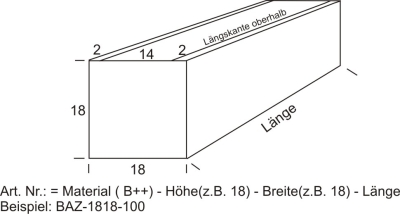 BLUMENKASTEN EDELSTAHL, QUERSCHNITT 18 x 18 cm, LÄNGEN 50 - 100 cm