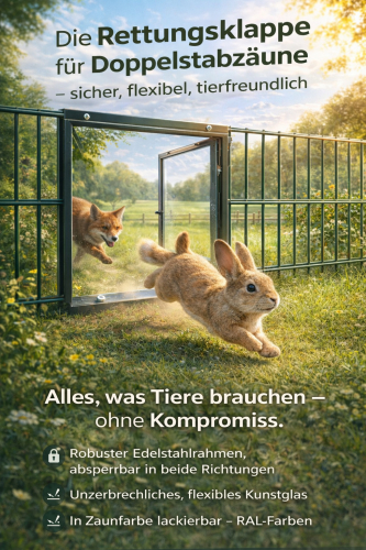ZAUNKLAPPE | FLUCHTTÜR FÜR KLEINTIERE | DURCHGANGSKLAPPE | AUSLAUFTÜR