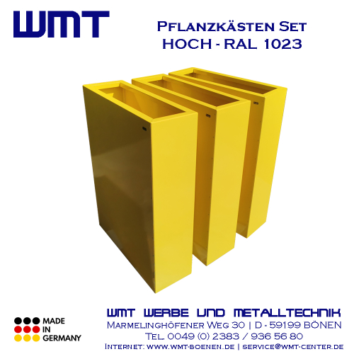 PFLANZKASTEN MIT SOCKELLEISTE | WUNSCHFARBE, VERZINKT, PULVERBESCHICHTET, ALLE FARBEN, VERSCHIEDENE HÖHEN