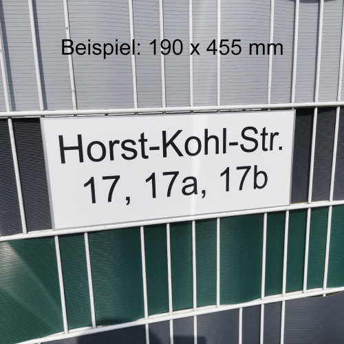 ZAUNSCHILDER | KONFIGURATION | FIRMENSCHILD | WERBESCHILD FÜR DOPPELSTABMATTEN UND STABGITTERZÄUNE
