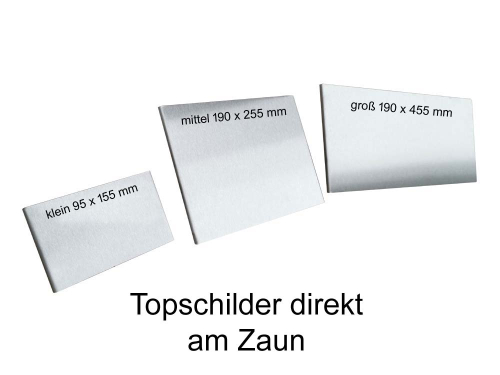 ZAUNSCHILDER | KONFIGURATION | FIRMENSCHILD | WERBESCHILD FÜR DOPPELSTABMATTEN UND STABGITTERZÄUNE