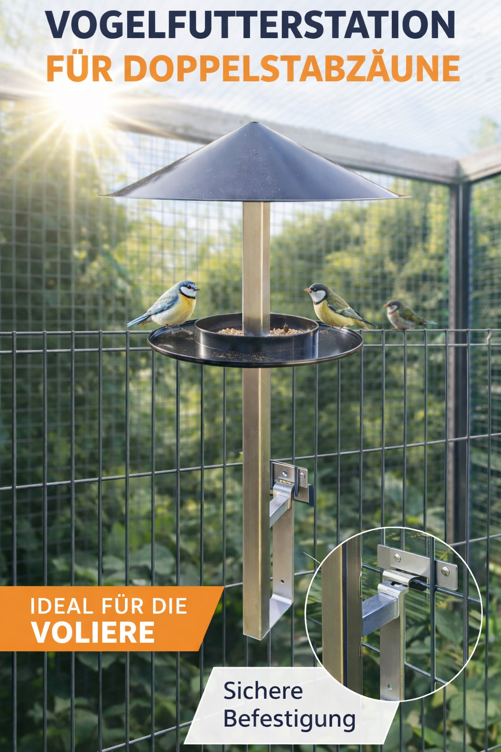 Pflanzksten & Halterungen vom Hersteller | WMT Bnen - Vogelfutterstation  an Ihrem Doppelstabzaun begeister nicht nur die Vgel