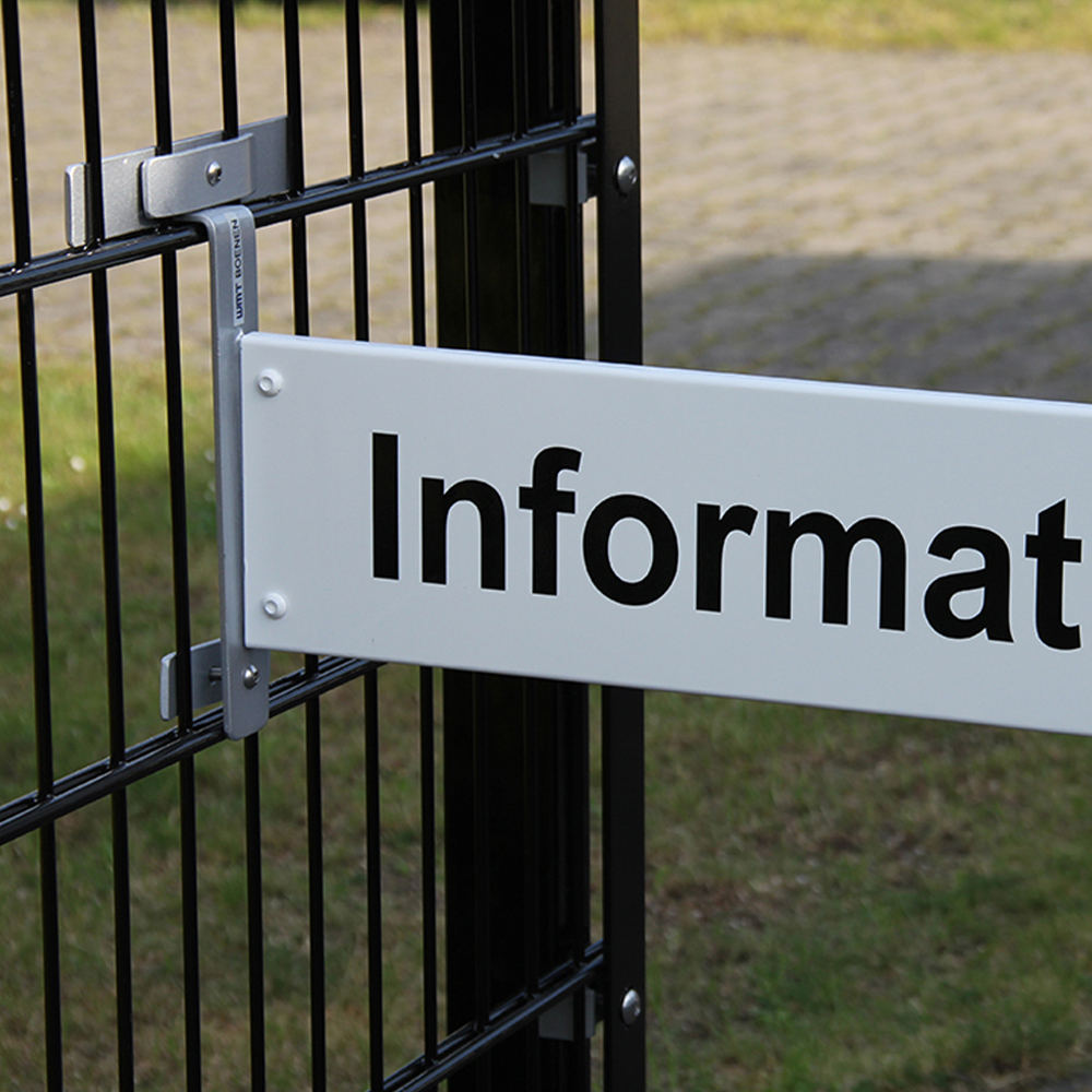 90 GRAD-WINKELSCHILD EINDREHHALTERUNG FÜR DOPPELSTABZÄUNE