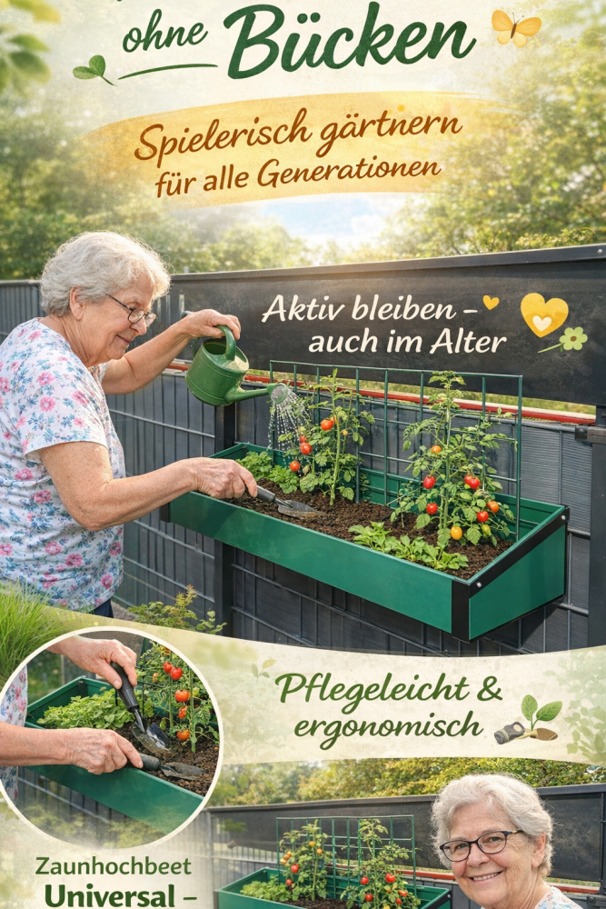 ZAUNHOCHBEET | UNIVERSAL FÜR DOPPELSTABMATTENZÄUNE | VIELE GRÖßEN