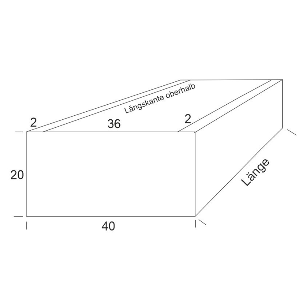 BLUMENKASTEN EDELSTAHL, QUERSCHNITT 20 x 40 cm, LÄNGEN 50 - 100 cm
