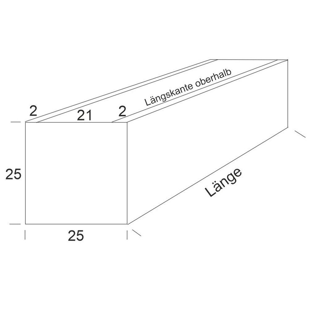 BLUMENKASTEN WUNSCHFARBE PULVERBESCHICHTET, QUERSCHNITT 25 x 25 CM, LÄNGEN 50 - 100 cm