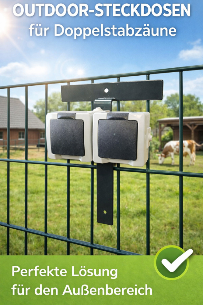 OUTDOOR STECKDOSEN EINDREHHALTERUNG FÜR DOPPELSTABZÄUNE