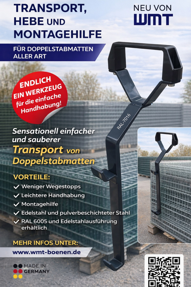 TRANSPORTHILFE - MONTAGEHILFE FÜR DOPPELSTABMATTEN