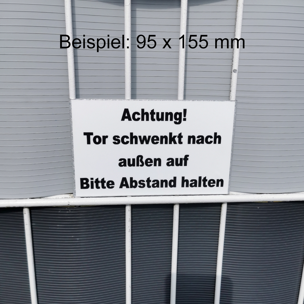 ZAUNSCHILDER | KONFIGURATION | FIRMENSCHILD | WERBESCHILD FÜR DOPPELSTABMATTEN UND STABGITTERZÄUNE